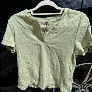 Lime Green Ribbed Short Sleeve